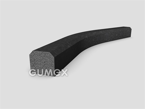 Mikroporézny profil tvarový, 16x18mm, hustota 500kg/m3, EPDM, -30°C/+80°C, čierny
